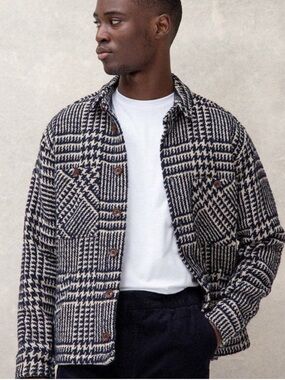 Percival Workshirt Navy Check Houndstooth Limited Edition Made in London XXL